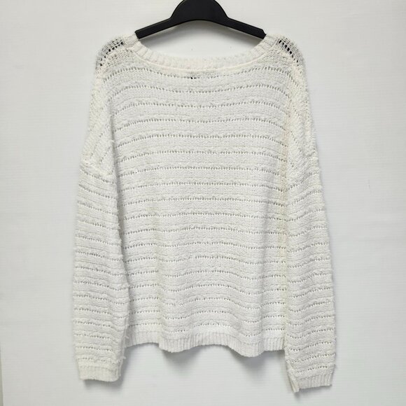 Marc Aurel Women's Off White Knit Sweater W/Silver Thread & Sequins Size 36 - Picture 2 of 6
